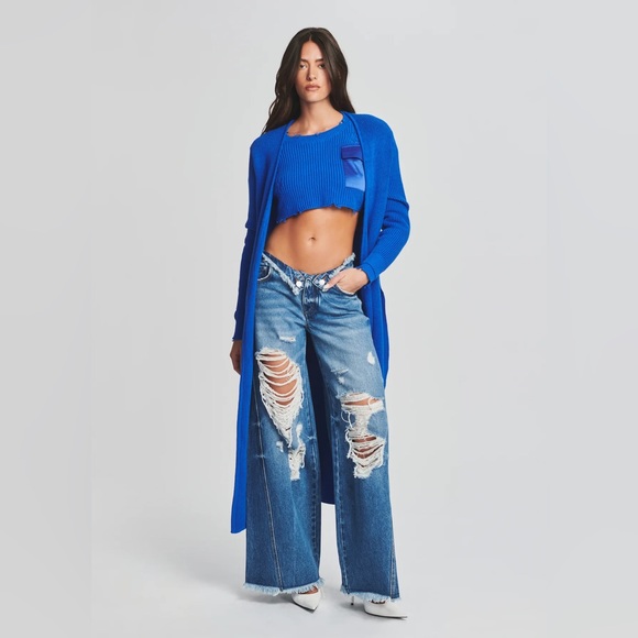 SER.O.YA KAMILA KNIT Duster CARDIGAN XS Royal Blue - Picture 8 of 9